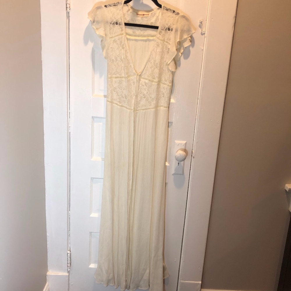 Altar'd State Lace Short Sleeve Floor Length Dress